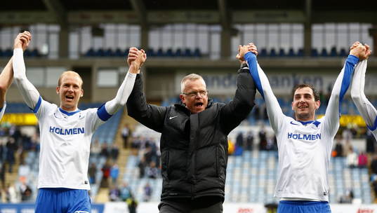 Norrköpings Andreas Johansson, tränare Jan Andersson och