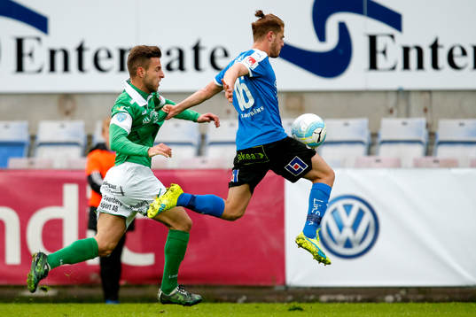 Ljungskiles Admir Bajrovic och Halmstads Rebin Asaad