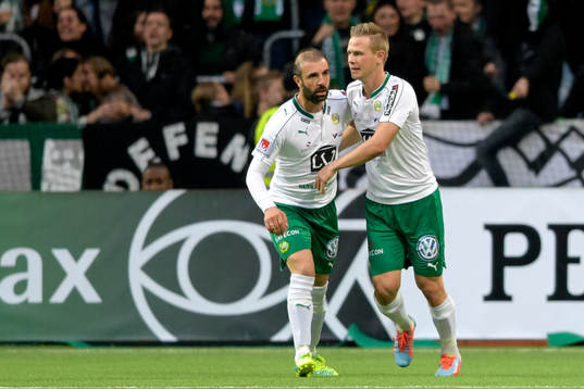 Hammarbys Kennedy Bakircioglu och Erik Israelsson jublar