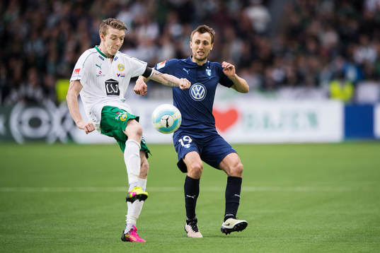 Hammarbys Birkir Már Saevarsson och Malmö FFs Magnus