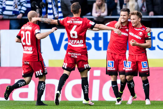 Norrköpings spelare jublar