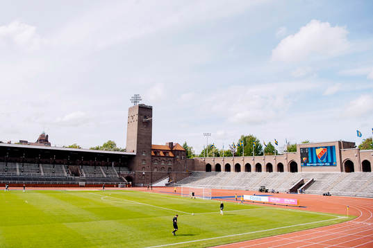 Generell vy över spelplanen på Stockholm Stadion