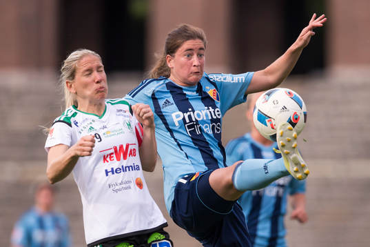Djurgårdens Carolina Mendes och Mallbackens Frida