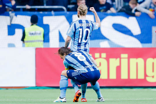 Djurgårdens Daniel Berntsen och Kevin Walker jublar