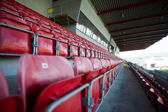 Interiör av Södertälje Fotbollsarena