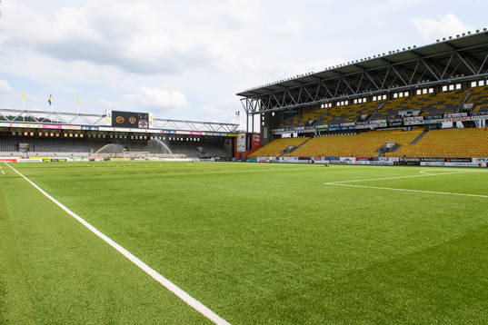 Interiör av Borås arena innan fotbollsmatchen i