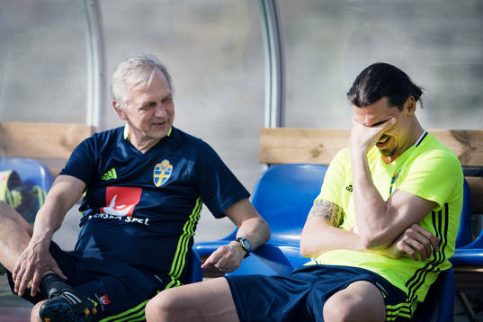 Sveriges landslagschef Lars Richt och Zlatan Ibrahimovic