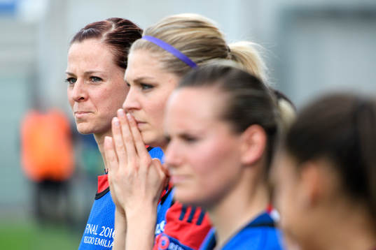 Lyons Lotta Schelin innan finalen i Champions League mellan