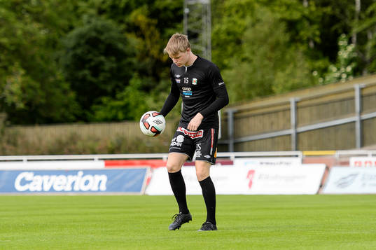 Varbergs Anton Liljenbäck före fotbollsmatchen i