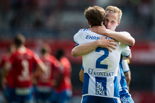 IFK Göteborgs Emil Salomonsson och Gustav Engvall jublar