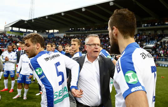 Norrköpings tränare Jan Andersson med Christoffer Nyman