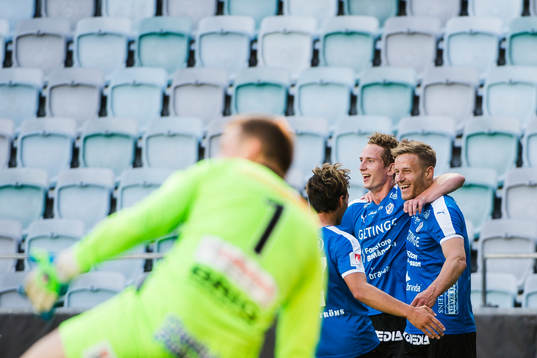Halmstads Sead Haksabanovic och Andreas Bengtsson jobbar