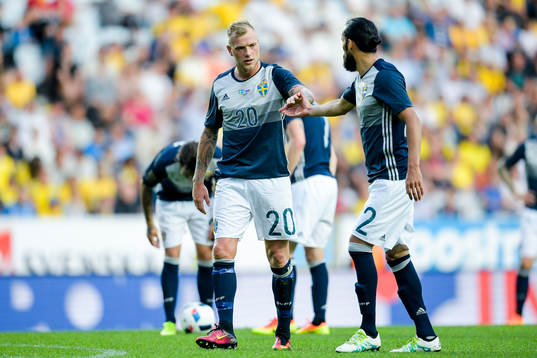 Sveriges John Guidetti och Erkan Zengin