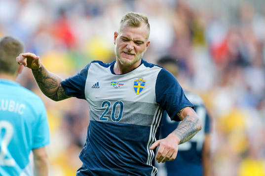 Sveriges John Guidetti reagerar