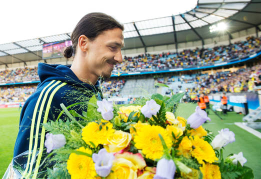 Sveriges Zlatan Ibrahimovic lämnar planen