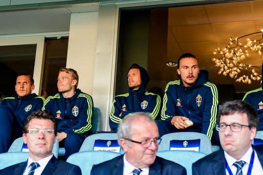 Sveriges Oscar Lewicki, Marcus Berg och Erik Johansson på