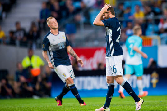 Sveriges John Guidetti och Marcus Rohdén deppar