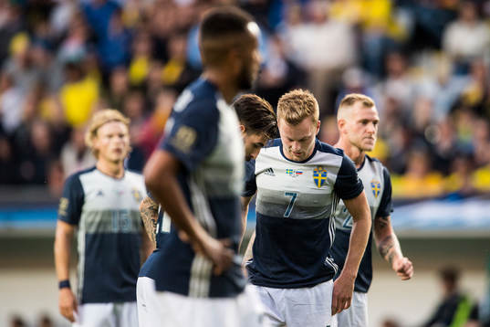Sveriges Jimmy Durmaz, Sebastian Larsson och John Guidetti