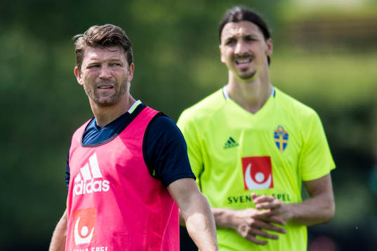 Players manager Marcus Allbäck och Zlatan Ibrahimovic