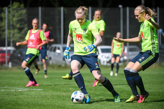 Målvakt Hedvig Lindahl och Magdalena Ericsson