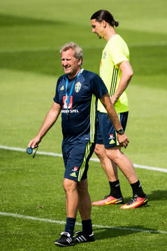 Förbundskapten Erik Hamrén och Zlatan Ibrahimovic