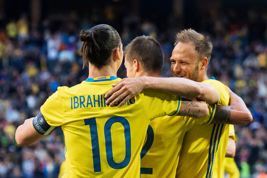 Sveriges Mikael Lustig, Andreas Granqvist och Zlatan