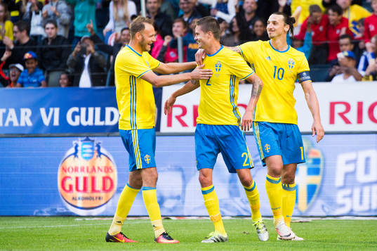 Sveriges Andreas Granqvist, Mikael Lustig och Zlatan