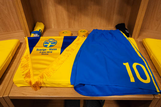 En vimpel på platsen för Zlatan Ibrahimovic i Sveriges
