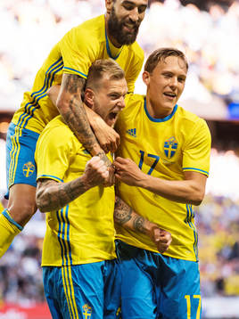 Sveriges John Guidetti, Jimmy Durmaz och Ludwig