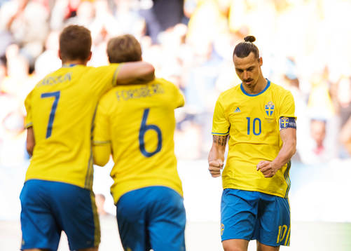 Sveriges Sebastian Larsson, Emil Forsberg och Zlatan