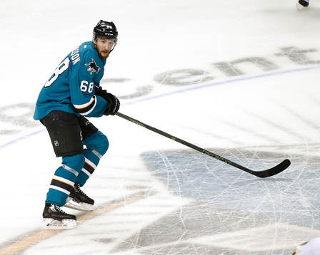 San Jose Sharks right wing Melker Karlsson (68)