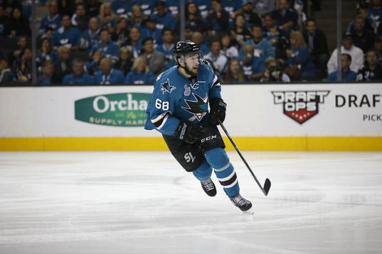San Jose Sharks right wing Melker Karlsson (68)