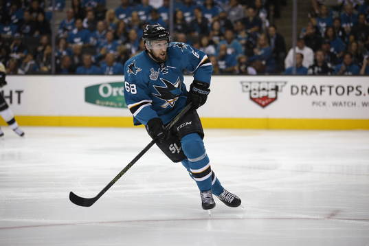 San Jose Sharks right wing Melker Karlsson (68)