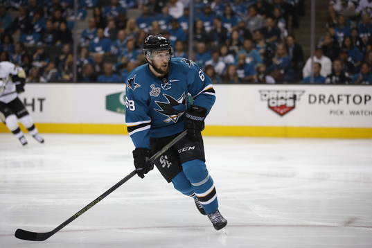 San Jose Sharks right wing Melker Karlsson (68)