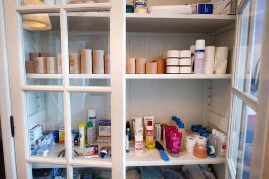 Ormsalva och andra liniment i ett skåp