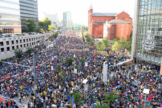The crowd outside of Consol Energy Center prior to the NHL