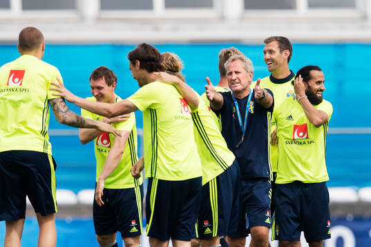 Kim Källström, förbundskapten Erik Hamrén, Andreas