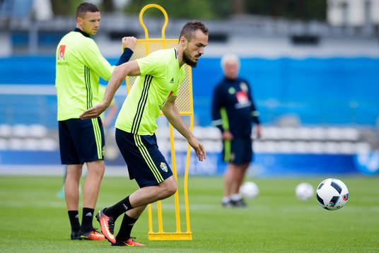 Sveriges Marcus Berg och Emir Kujovic