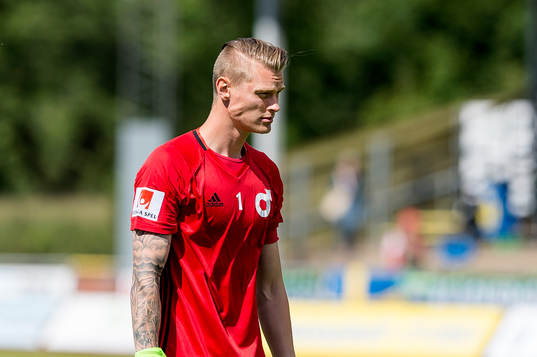 Degerfors målvakt Jesse Öst före fotbollsmatchen i