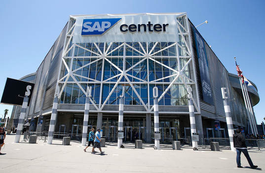 In front od SAP Center