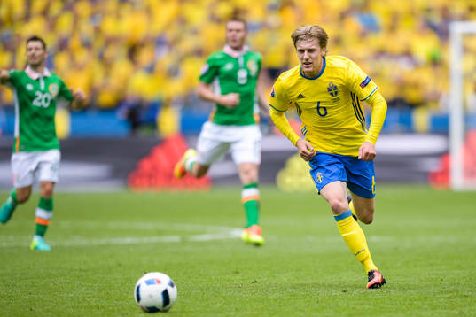 Sveriges Emil Forsberg i fotbollsmatchen mellan Irland och