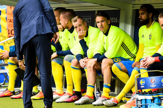 Sveriges John Guidetti, Albin Ekdal och Erkan Zengin på