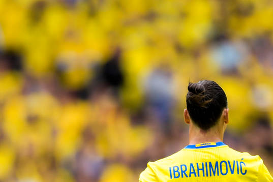 Sveriges Zlatan Ibrahimovic i fotbollsmatchen mellan Irland