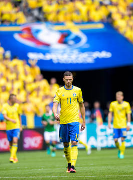 Sveriges Marcus Berg deppar i fotbollsmatchen mellan Irland