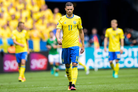 Sveriges Marcus Berg deppar i fotbollsmatchen mellan Irland