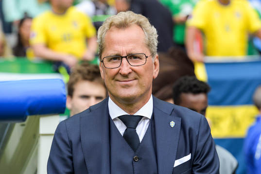 Sveriges förbundskapten Erik Hamrén i fotbollsmatchen