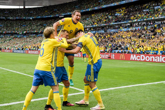 Sveriges John Guidetti, Kim Källström och Emil Forsberg