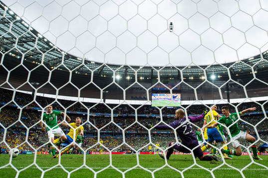 Irlands Robbie Brady, målvakt Darren Randolph och Ciaran