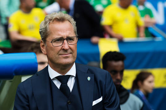Sveriges förbundskapten Erik Hamrén i fotbollsmatchen