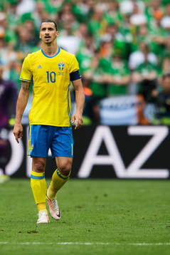 Sveriges Zlatan Ibrahimovic i fotbollsmatchen mellan Irland